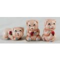 Pigs with Ladybugs - Trio - Made in Taiwan - Gorgeous! - Bid Now!!!