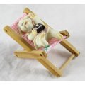 Pig with a Camera - Relaxing on Beach Chair - Gorgeous! - Bid Now!!!