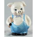 White Pig in Blue Overalls - Money Bank - Gorgeous! - Bid Now!!!