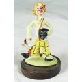 Clown with Umbrella on Wooden Stand - Gorgeous! - Bid Now!!!