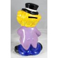 Clown Money Box - Blue & Purple with Black Hat - Beautiful! - Bid Now!!!