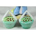 Character Salt & Pepper Set - Chinese Man Carrying Baskets - Green - Beautiful! - Bid Now!!!