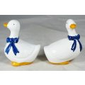 Character Salt & Pepper Set - Ducks with Blue Bows - Beautiful! - Bid Now!!!