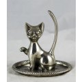 Cat Ring Holder - Silver Plated - Beautiful! - Bid Now!!!