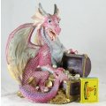 Large Pink Dragon with Treasure Chest - Beautiful! - Bid Now!!!