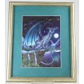 Dragon with Full Moon - Framed Hologram Print - Beautiful! - Bid Now!!!