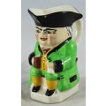 Small Character Jug Man in Green Jacket Drinking Beer - BID NOW