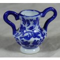 Miniature Blue & White - Two Handled Vase - Beautiful! - Bid Now!!!