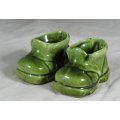 Small Pair of Green Porcelain Booties - BID NOW!!!