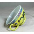 Chinese Yellow with Green Jingdenzhen Dragon Teacup- Bid Now!!