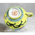 Chinese Yellow with Green Jingdenzhen Dragon Teacup- Bid Now!!