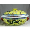 Chinese Yellow with Green Jingdenzhen Dragon Tureen Bowl - Bid Now!!