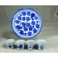 Beautiful Blue Tray with Saki Cups - Bid Now!!!