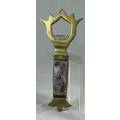 BOTTLE OPENER - BRASS WITH WOOD INLAY - BID NOW !!!