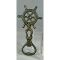 BOTTLE OPENER - SHIPS WHEEL WITH KNOTTED CHAIN  - BID NOW!!!