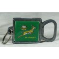 A SOUTH AFRICAN RUGBY BOTTLE OPENER WITH A KEY RING - BID NOW!!!