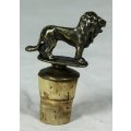 STUNNING WINE BOTTLE STOPPER WITH METAL LION - BID NOW!!!