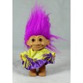 RUSS TROLL DOLL MADE IN CHINA - CHEERLEADER IN PURPLE AND YELLOW - BID NOW!!!!