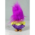 RUSS TROLL DOLL MADE IN CHINA - CHEERLEADER IN PURPLE AND YELLOW - BID NOW!!!!