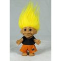 RUSS TROLL DOLL MADE IN CHINA - IN ORANGE AND BLACK CLOTHES - BID NOW!!!!