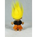 RUSS TROLL DOLL MADE IN CHINA - IN ORANGE AND BLACK CLOTHES - BID NOW!!!!