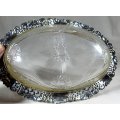 OVAL GLASS AND SILVER PLATED SWEET DISH - BID NOW!!!!