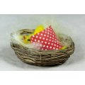 MINIATURE HEN WITH CHICKS IN A BASKET-BID NOW!!