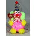 FUZZY CLOWN DRESSED IN PINK HOLDING A GOOD LUCK SIGN - BID NOW!!