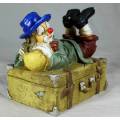 CLOWN LAYING ON A TREASURE CHEST - BID NOW!!