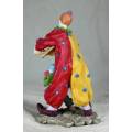 TWO VERY MULTI COLORED CLOWNS ON A STAND - BID NOW!!