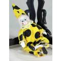 SITTING CLOWN IN A YELLOW POLKA DOT OUTFIT - BID NOW!!