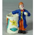 MOLDED CLOWN HOLDING A TOOTHPICK HOLDER - BID NOW!!