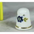 PORCELAIN THIMBLE -MADE IN ENGLAND (BLUE FLOWERS) - BID NOW!!