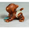 NAPPY BABY TIGER WITH HIS BOWL- BID NOW!!