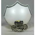 ASTONISHINGLY STUNNING HALF MOON EMBEZZELED AND SILK PADDED OSTRICH EGG -BID NOW!!