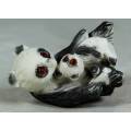 LOVELY MOTHER AND BABY PANDA WITH BEADS FOR EYES-BID NOW!!