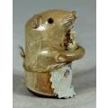 CUTE CARVED STONE MOUSE HOLDING FLOWERS-BID NOW!!