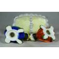 A VERY CHARMING SET OF TORTOISE SALT AND PEPPER SHAKERS ON A STAND -BID NOW!!!