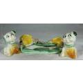 A PAIR OF LOVELY DOGS ON A STAND SALT AND PEPPER SHAKERS -BID NOW!!!