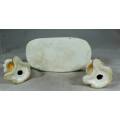 A PAIR OF LOVELY DOGS ON A STAND SALT AND PEPPER SHAKERS -BID NOW!!!
