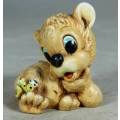 CUTE LITTLE CERAMIC PUPPY WITH A WORM ON HIS PAW -BID NOW!!!