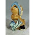 HAND PAINTED STONE CRAFT RABBIT WITH A FISH IN A SHOE-BID NOW!!!