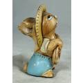 HAND PAINTED STONE CRAFT MEXICAN RABBIT PLAYING A GUITAR-BID NOW!!!