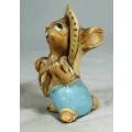 HAND PAINTED STONE CRAFT MEXICAN RABBIT PLAYING A GUITAR-BID NOW!!!