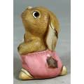 PENDELFIN HAND PAINTED STONE CRAFT RABBIT HOLDING A MUSICAL NOTE (ROLLY)-BID NOW!!!