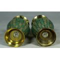 STUNNING PAIR OF SOLID BRASS VASES WITH METAL INLAY -BID NOW