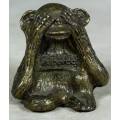 LOVELY MINIATURE BRASS SEE NO EVIL MONKEY-BID NOW!