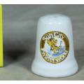 LOVELY PORCELAIN THIMBLE (SUN CITY LOGO-WATERWORLD)BID NOW!