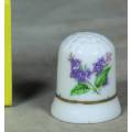 LOVELY PORCELAIN THIMBLE(PURPLE FLOWERS)-BID NOW!