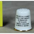 THIMBLE-THE ROYAL FAMILY H.R.H.THE PRINCE&PRINCESS OF WALES WITH PRINCE WILLIAM&PRINCE HENRY